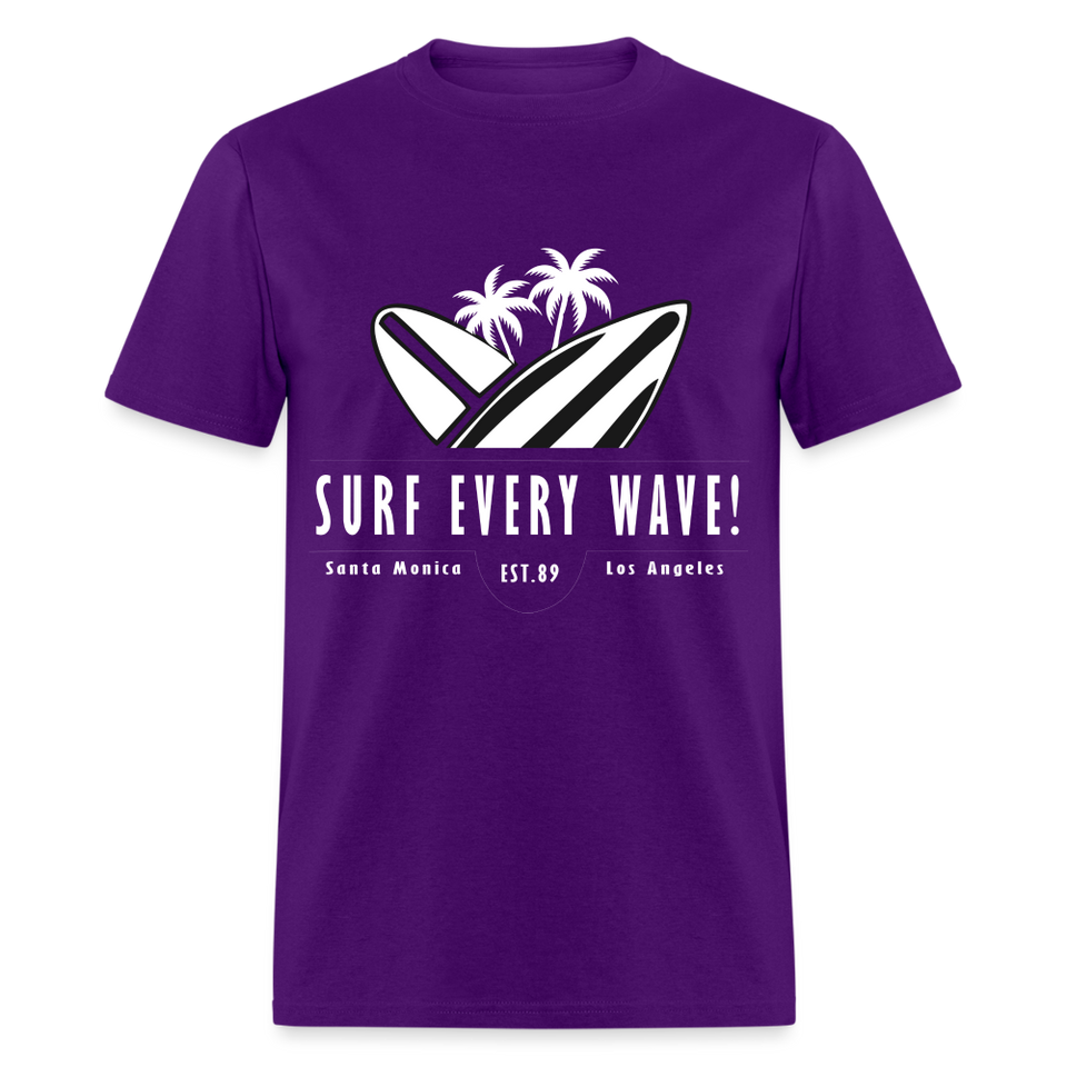 Surf Every Wave shirt Santa Monica Los Angeles California Beach Surfer T-Shirt - purple