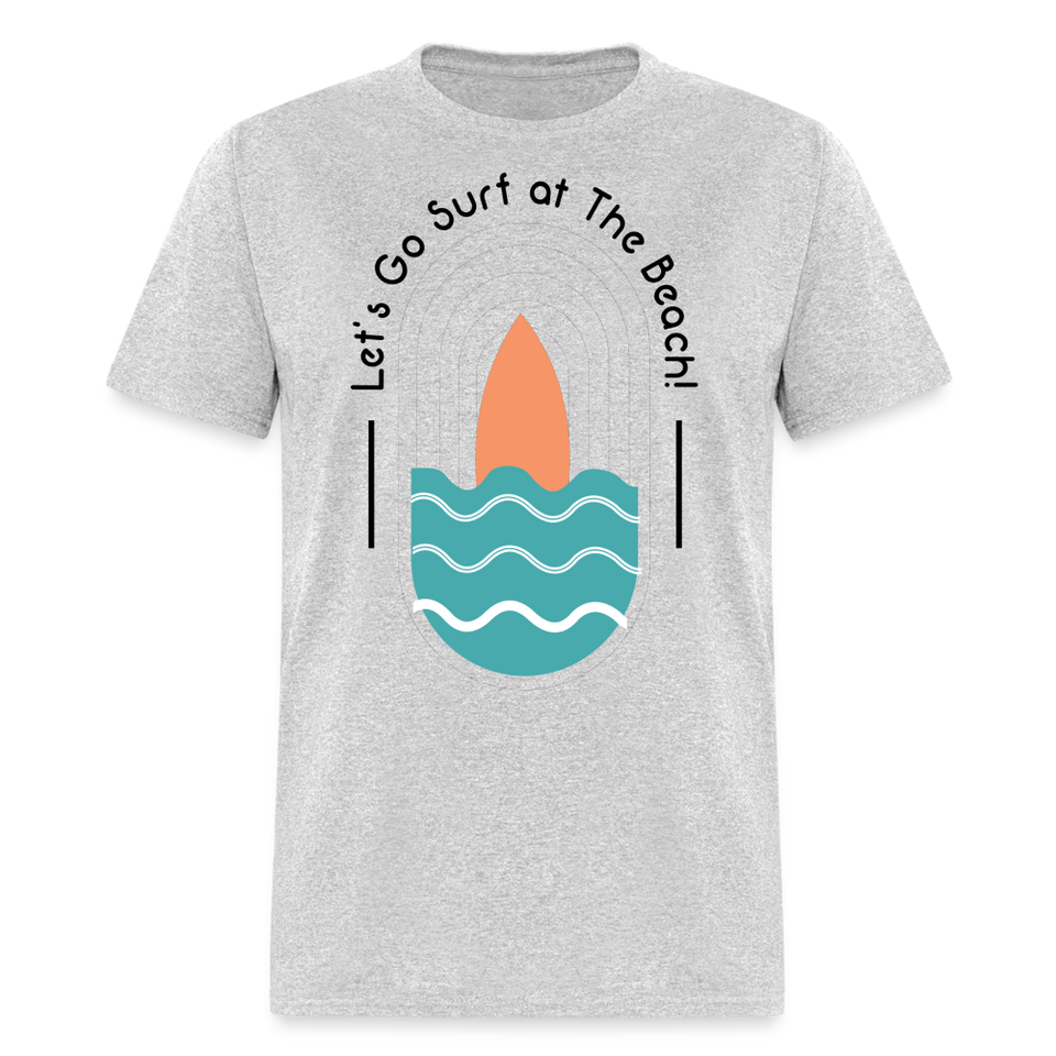 Lets Go Surf at the Beach shirt Surfer Sunset Ocean T-Shirt Size S-6XL - heather gray