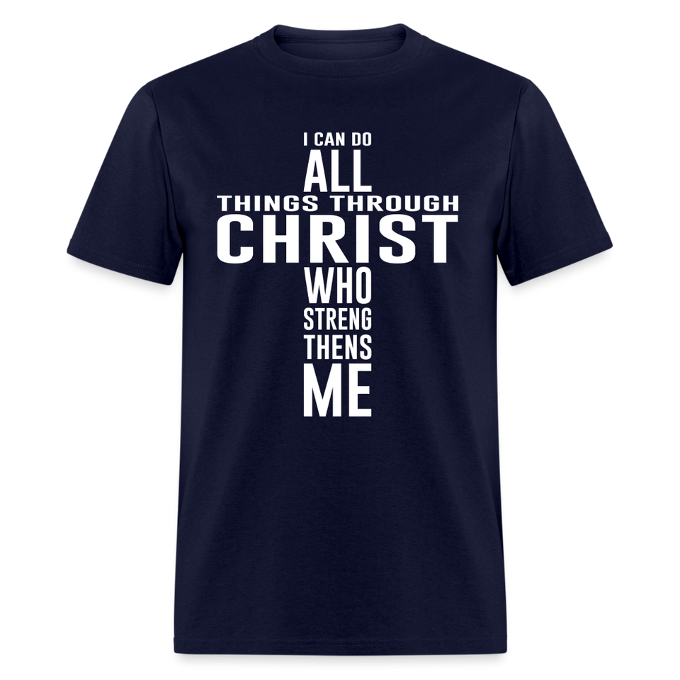 I can do all things through christ shirt Catholic Religious Lord Jesus T-Shirt - navy