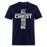 I can do all things through christ shirt Catholic Religious Lord Jesus T-Shirt - navy