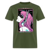 Sexy Ecchi Girl shirt Vaporwave Crazy Waifu Lewd Anime Girl T-Shirt Size S-6XL - military green