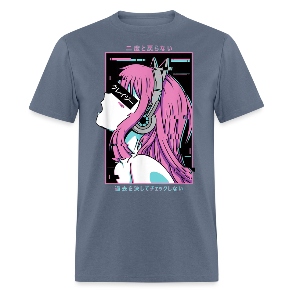 Sexy Ecchi Girl shirt Vaporwave Crazy Waifu Lewd Anime Girl T-Shirt Size S-6XL - denim
