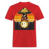 Dogecoin To the Moon shirt Doge HODL Rocket Crypto Meme UFO T-Shirt Size S-6XL - red
