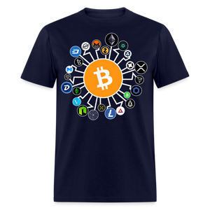 Bitcoin shirt BTC ETH LTC XMR Hodlers Decentralized Crypto Altcoin T-Shirt S-6XL - navy