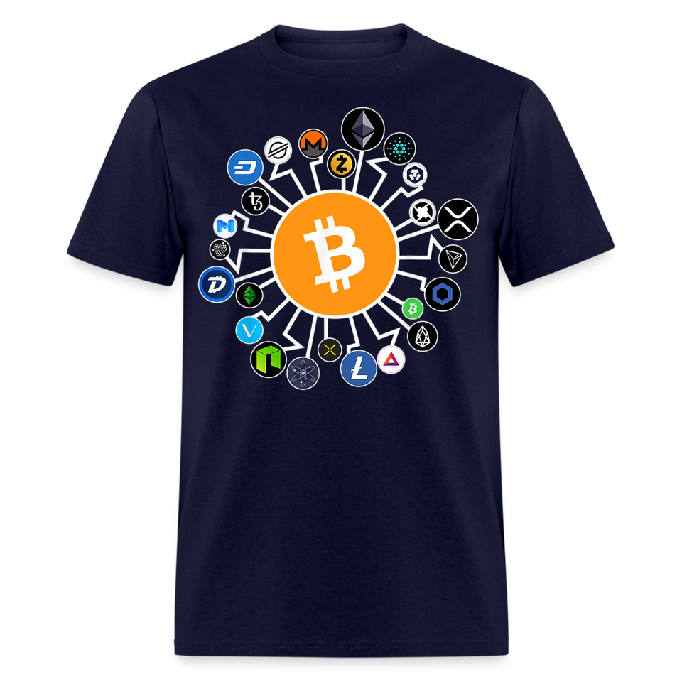 Bitcoin shirt BTC ETH LTC XMR Hodlers Decentralized Crypto Altcoin T-Shirt S-6XL - navy