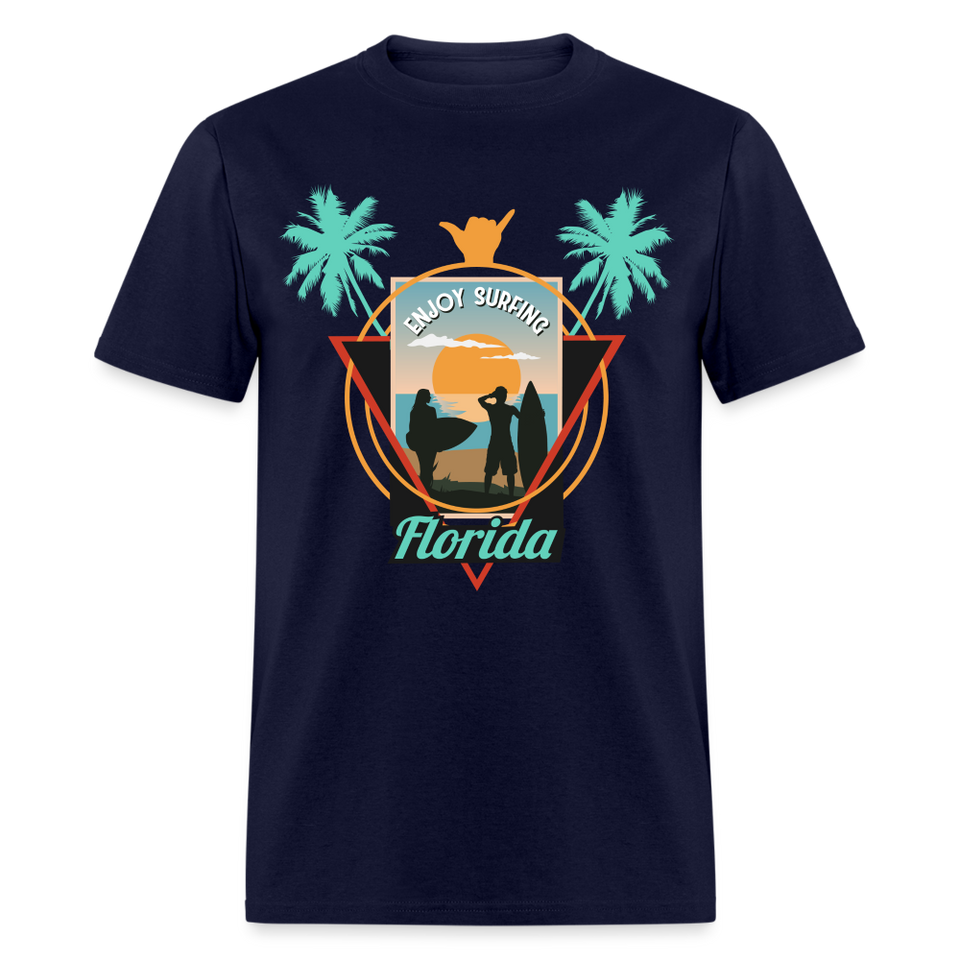 Enjoy Surfing Florida shirt Surfboard Surfing Ocean Sunset T-Shirt Size S-6XL - navy