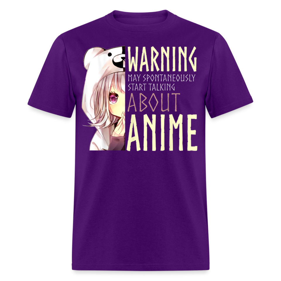 Warning May Spontaneously Start Talking About Anime shirt Funny Cute T-Shirt - purple