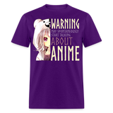 Warning May Spontaneously Start Talking About Anime shirt Funny Cute T-Shirt - purple