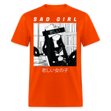 Sad Anime Emo Girl - Japanese Aesthetic Vaporwave Anime Otaku Sadness T-Shirt - orange
