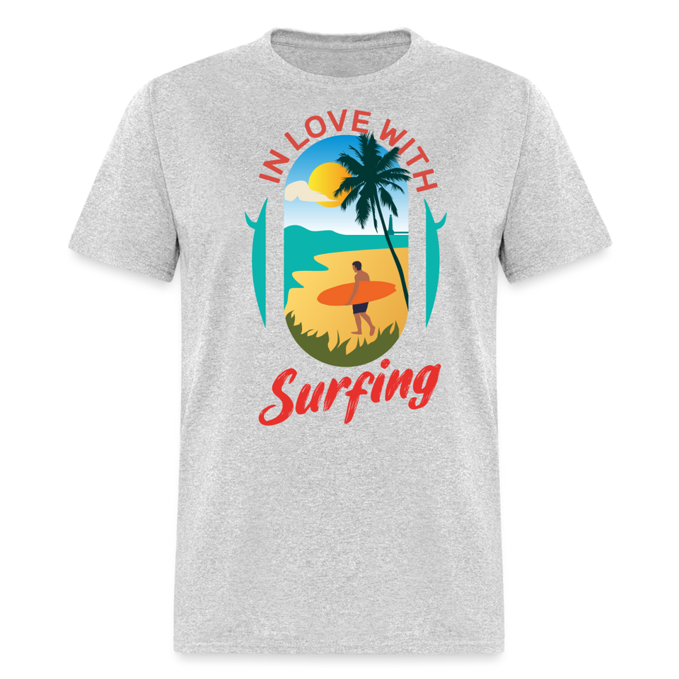 In Love with Surfing shirt Westcoast California Surfer T-Shirt Size S-6XL - heather gray