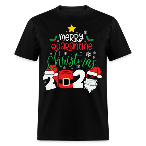 Merry Quarantine Christmas 2024 shirt Santa with face mask T-Shirt size S-6XL - black