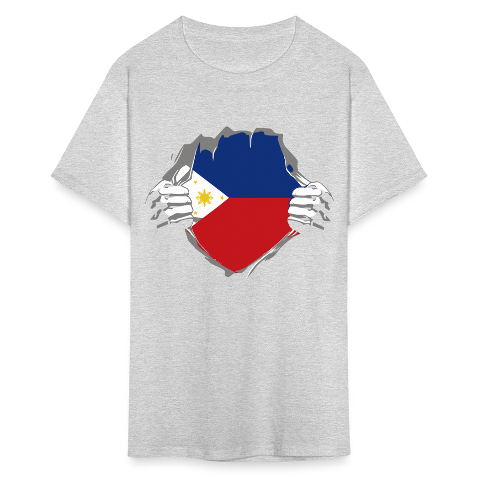 Philippines Flag shirt Filipino T-Shirt Rips Open size S-6XL - heather gray