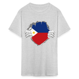 Philippines Flag shirt Filipino T-Shirt Rips Open size S-6XL - heather gray