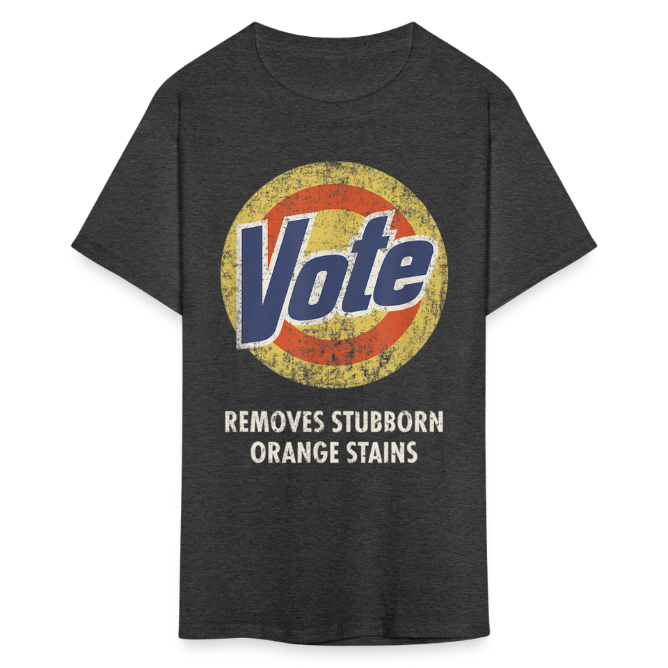 Anti-Trump Vote Shirt Removes Stubborn Orange Stains Funny Detergent T-Shirt - heather black