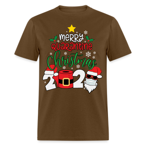 Merry Quarantine Christmas 2024 shirt Santa with face mask T-Shirt size S-6XL - brown
