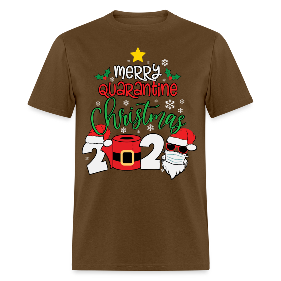 Merry Quarantine Christmas 2024 shirt Santa with face mask T-Shirt size S-6XL - brown