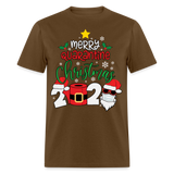 Merry Quarantine Christmas 2024 shirt Santa with face mask T-Shirt size S-6XL - brown