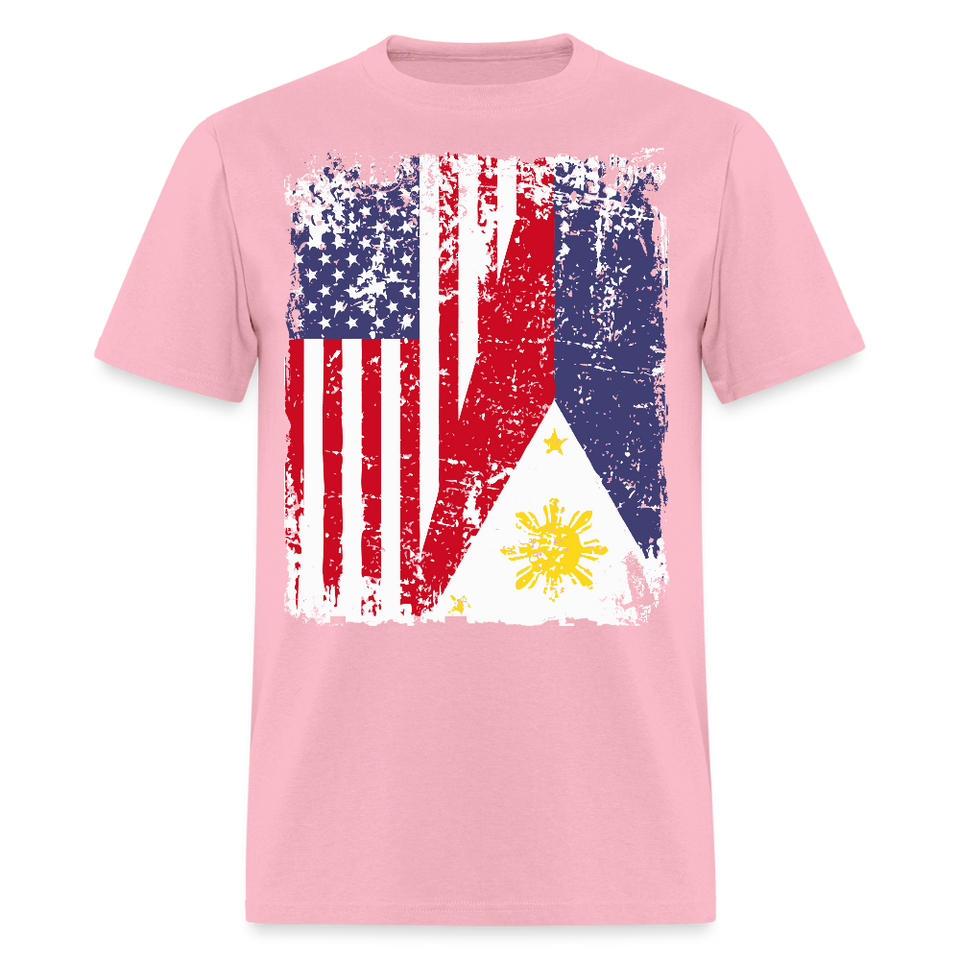 Pinoy USA shirt I Love Filipino American Flag Grunge Vintage T-Shirt Size S-6XL - pink
