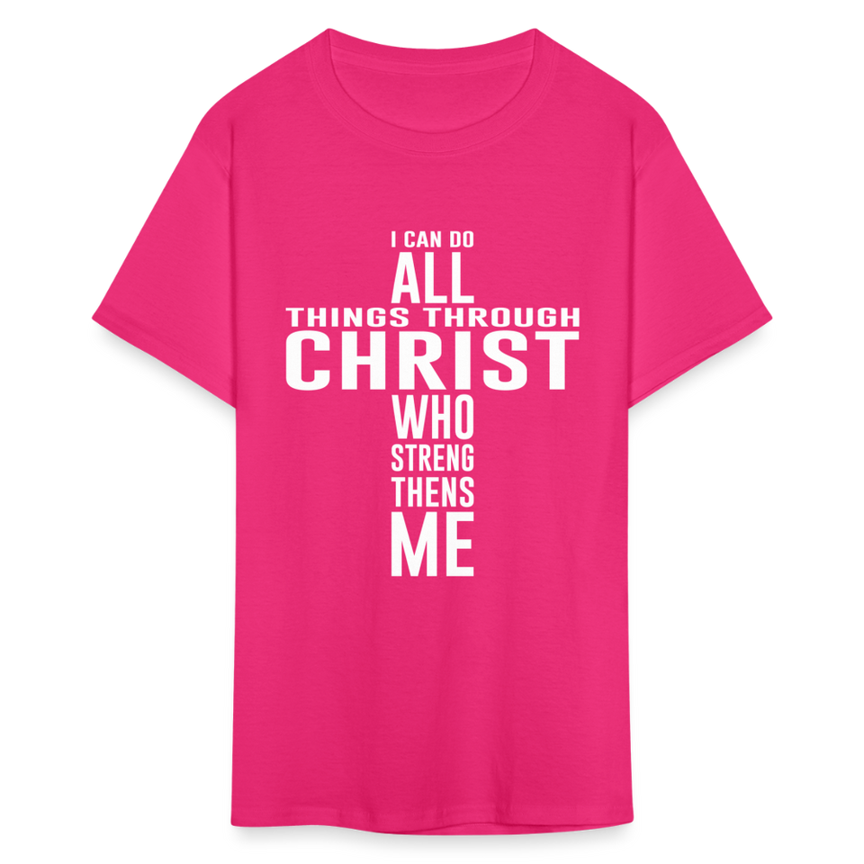 I can do all things through christ shirt Catholic Religious Lord Jesus T-Shirt - fuchsia
