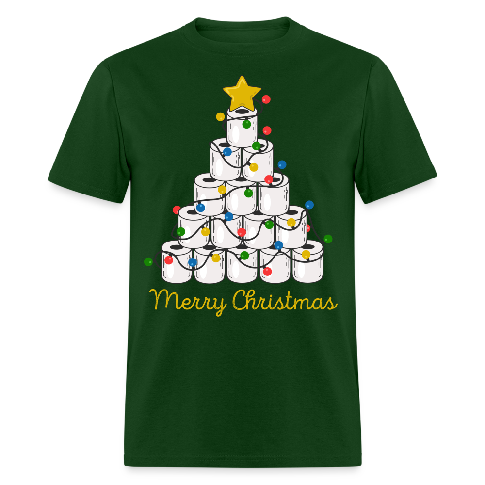 Funny Merry Quarantine Christmas Toilet Paper shirt Xmas Family T-Shirt - forest green