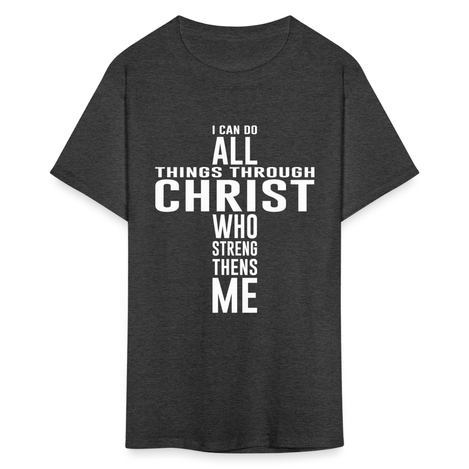I can do all things through christ shirt Catholic Religious Lord Jesus T-Shirt - heather black