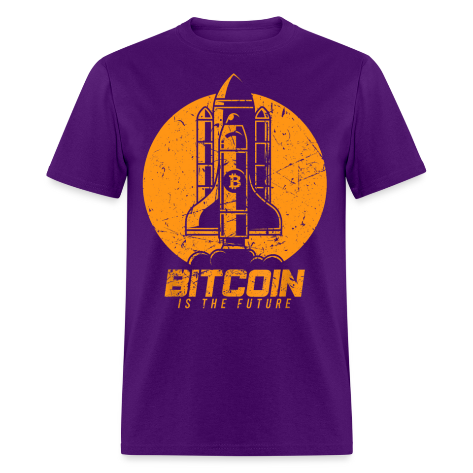 Bitcoin is The Future shirt BTC Spaceship Crypto Currency T-Shirt size S-6XL - purple