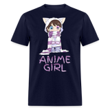 Kawaii Anime Girl Kawaii Clothes Cute Girl With Kitty Ears T-Shirt - navy