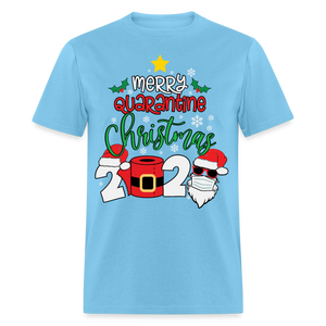 Merry Quarantine Christmas 2024 shirt Santa with face mask T-Shirt size S-6XL - aquatic blue