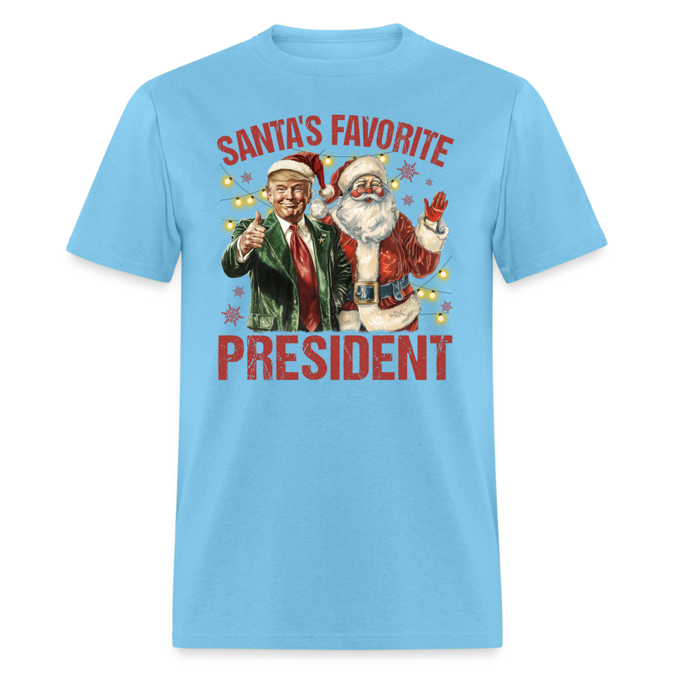 Santa's Favorite President shirt President Trump Christmas T-shirt size S-6XL - aquatic blue
