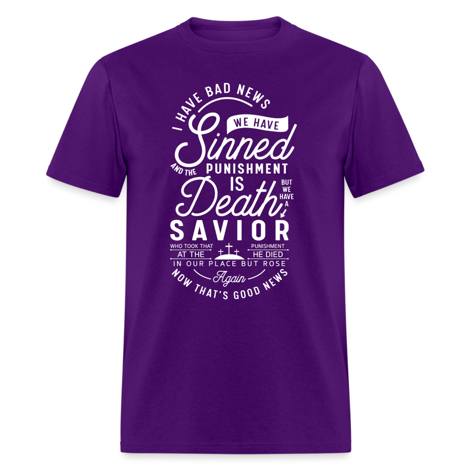 Sinned punishment is death shirt Catholic Religious Jesus Faith T-Shirt size S-6XL - purple
