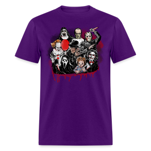 Horror Characters Friends Halloween Tee Shirt Scary Movie Horror Friends T-shirt - purple