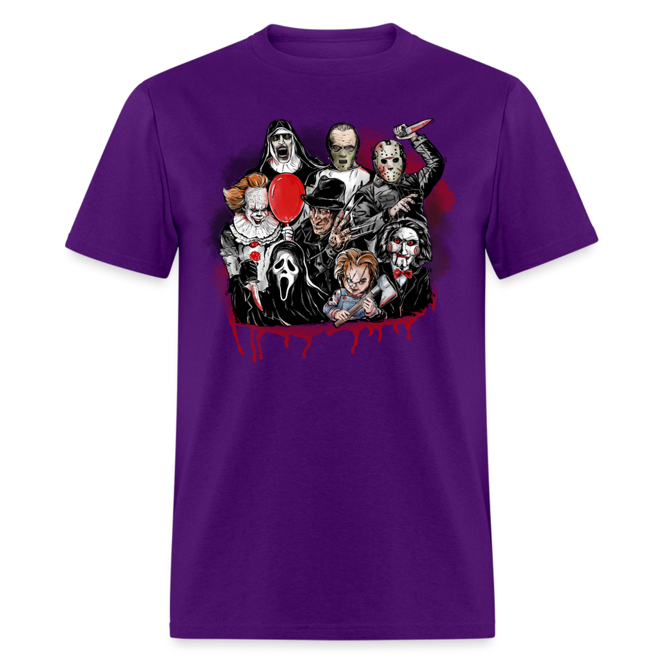Horror Characters Friends Halloween Tee Shirt Scary Movie Horror Friends T-shirt - purple