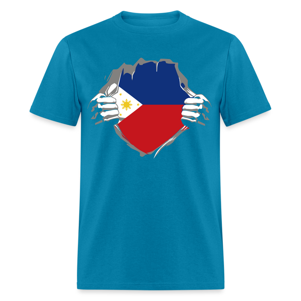 Philippines Flag shirt Filipino T-Shirt Rips Open size S-6XL - turquoise