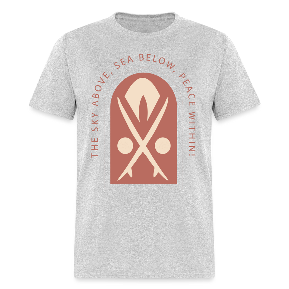The Sky Above Sea Below Peace Within shirt Ocean Beach Surfing is life T-Shirt - heather gray