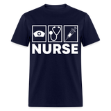 Nurses cap, stethoscope, syringe shirt Nursing Gift T-Shirt size S-6XL - navy