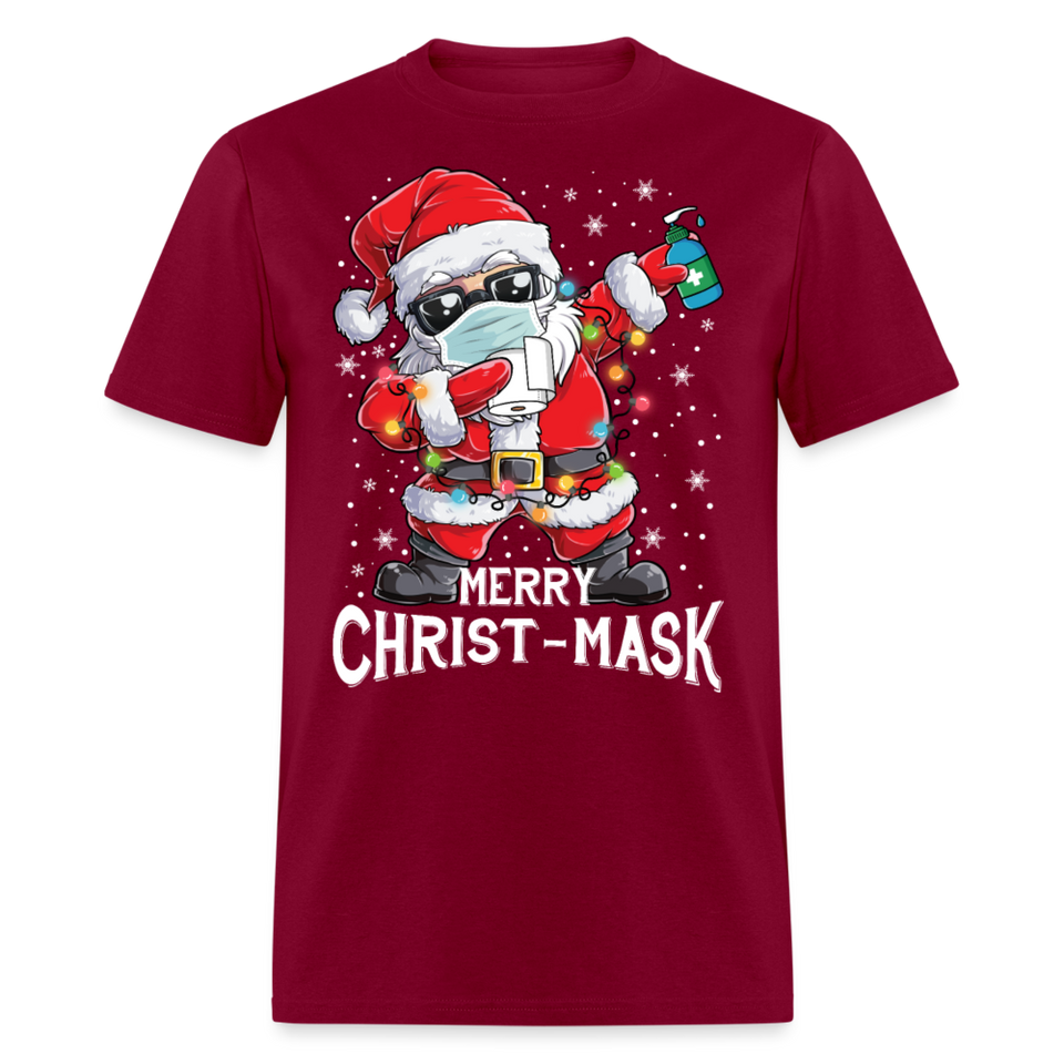 Merry Christmask Toilet Paper shirt Dabbing Santa Funny Christmas T-shirt S-6XL - burgundy