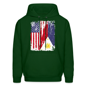Pinoy USA shirt I Love Filipino American Flag Proud Gift Unisex Hoodie - forest green