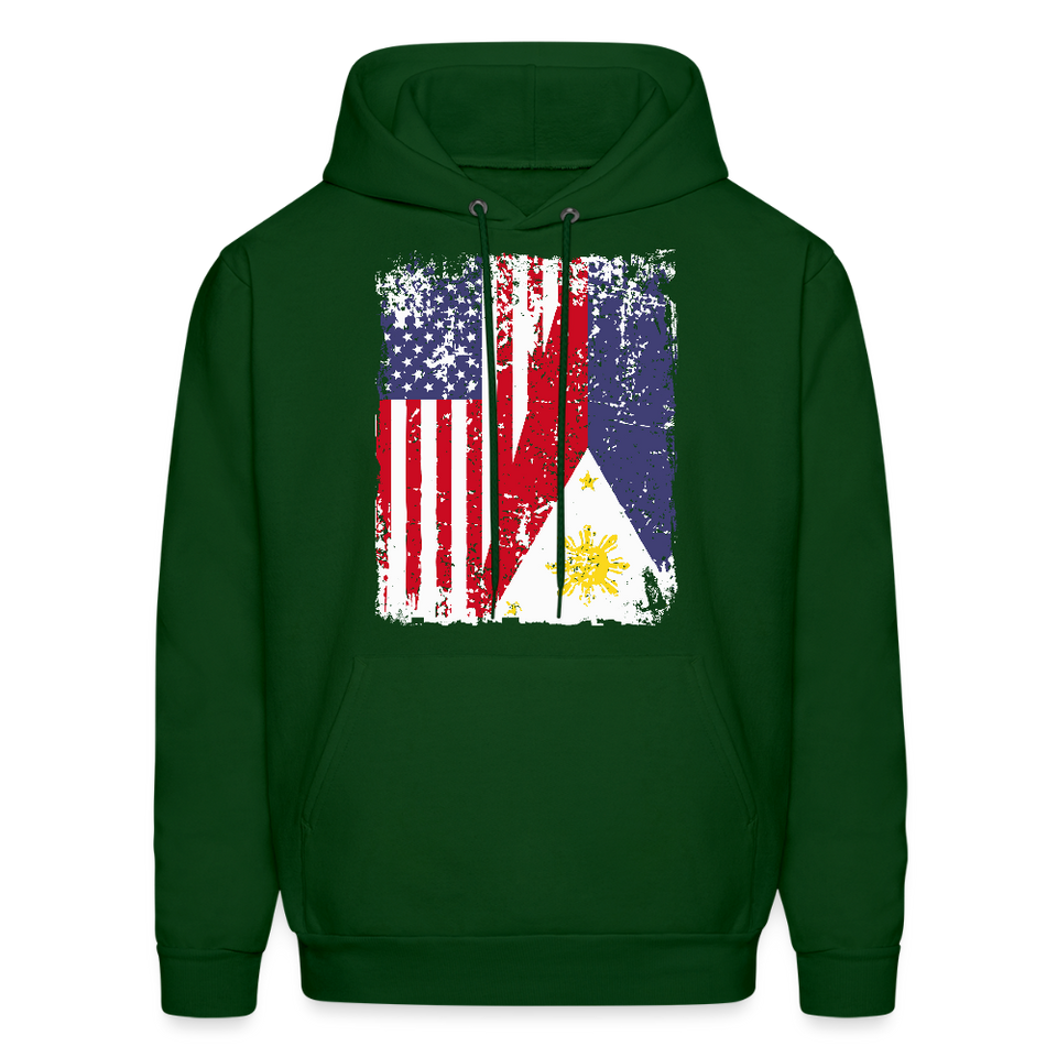 Pinoy USA shirt I Love Filipino American Flag Proud Gift Unisex Hoodie - forest green