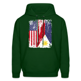 Pinoy USA shirt I Love Filipino American Flag Proud Gift Unisex Hoodie - forest green