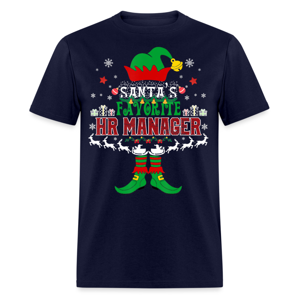 Santa's Favorite HR Manager Elf shirt Christmas human resources T-Shirt - navy