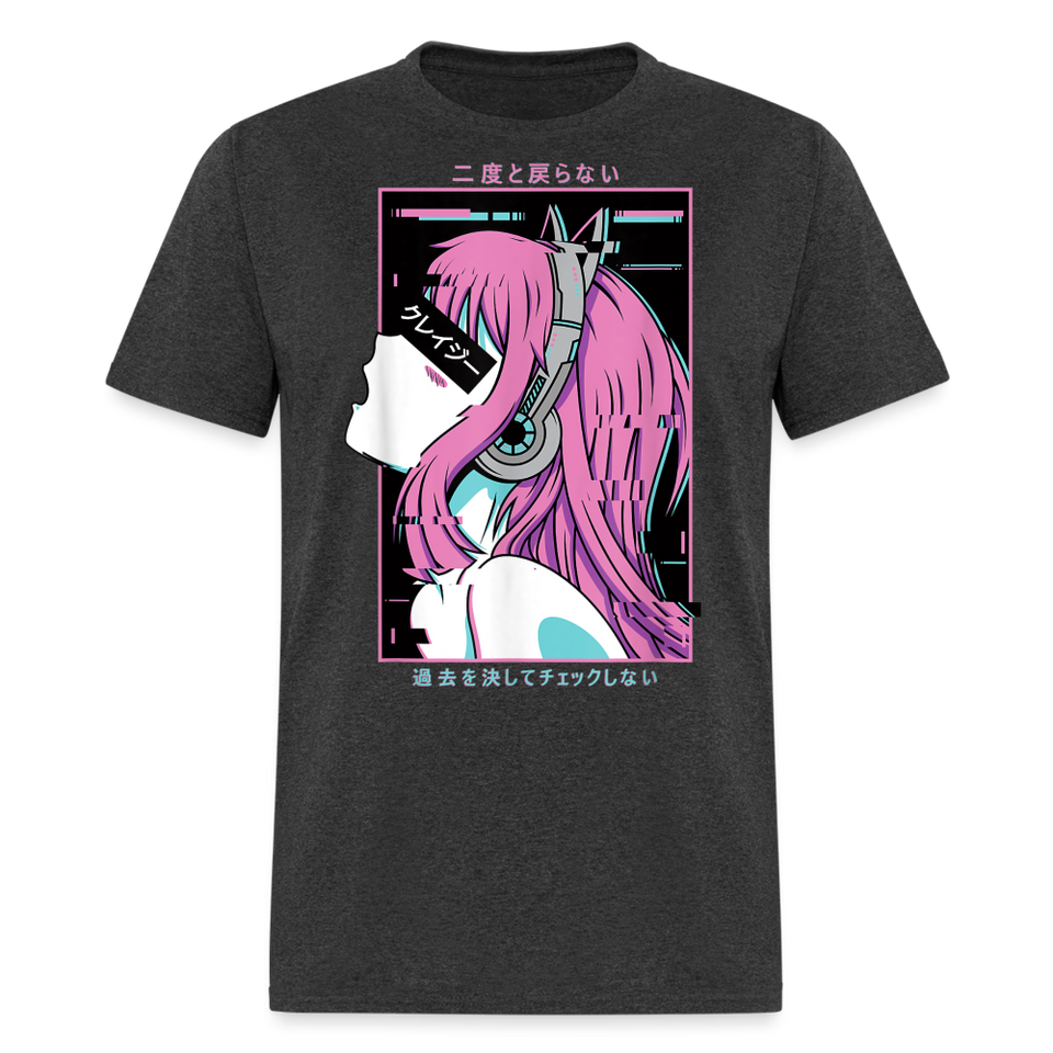 Sexy Ecchi Girl shirt Vaporwave Crazy Waifu Lewd Anime Girl T-Shirt Size S-6XL - heather black