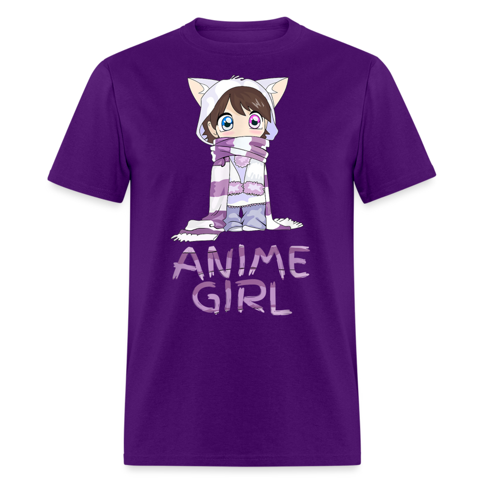 Kawaii Anime Girl Kawaii Clothes Cute Girl With Kitty Ears T-Shirt - purple