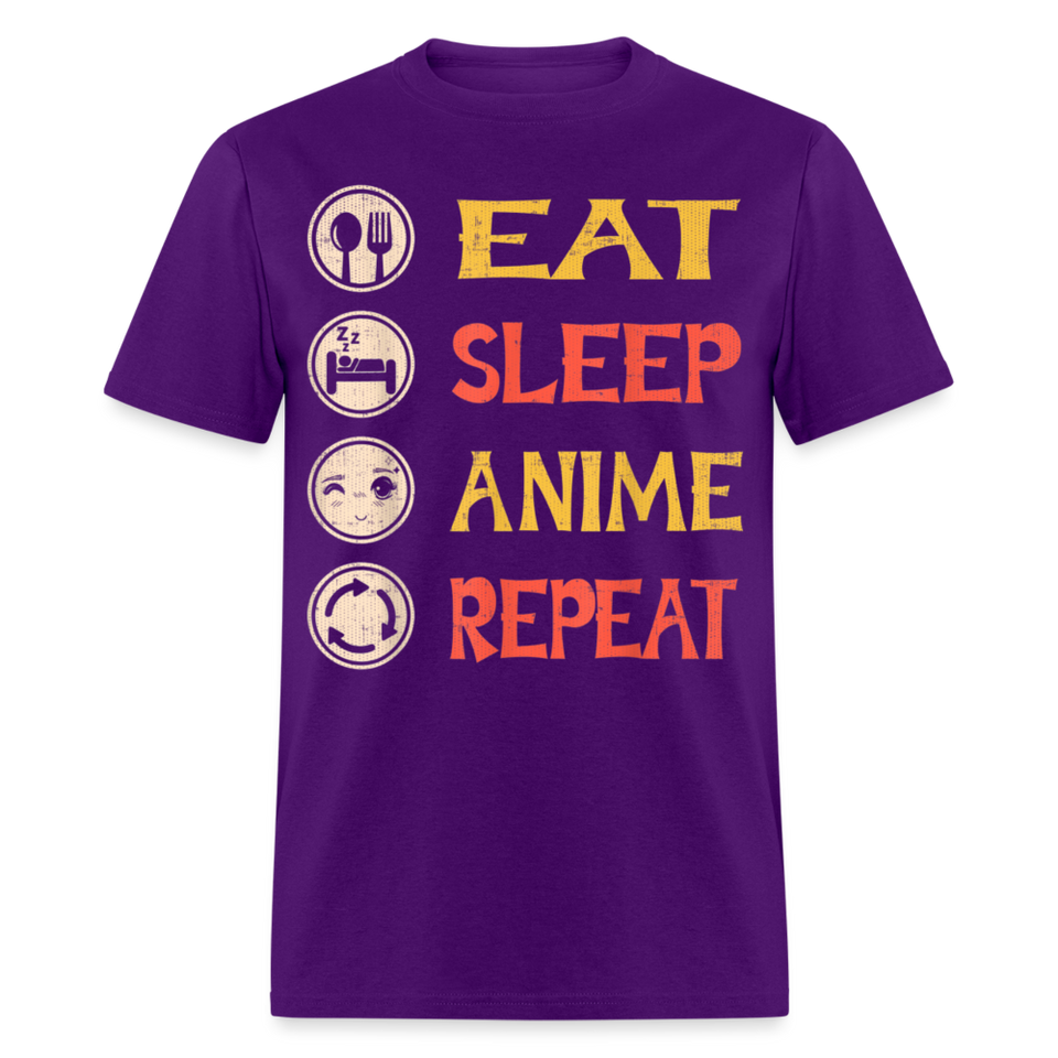 Eat Sleep Anime Repeat shirt Funny Anime Lovers T Shirt Gift T-Shirt size S-6XL - purple