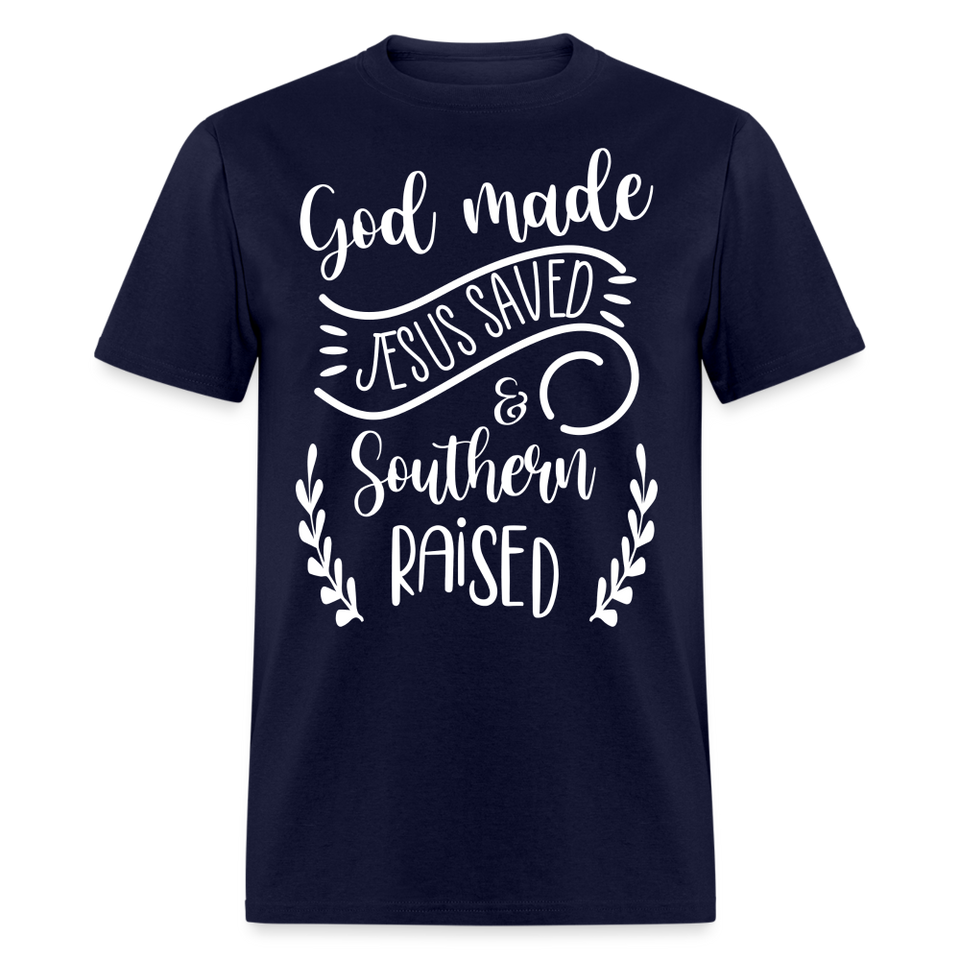 God made Jesus saved shirt Catholic Religious T-Shirt size S-6XL - navy
