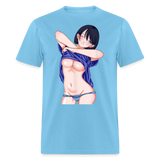 Manga Anime Waifu Japanese sexy Girl Ahegao Cosplay Hentai Ecchi T-Shirt - aquatic blue