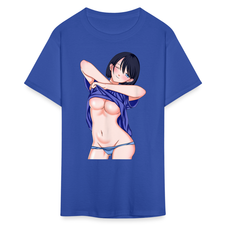 Manga Anime Waifu Japanese sexy Girl Ahegao Cosplay Hentai Ecchi T-Shirt - royal blue