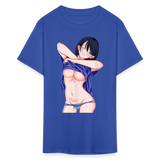 Manga Anime Waifu Japanese sexy Girl Ahegao Cosplay Hentai Ecchi T-Shirt - royal blue