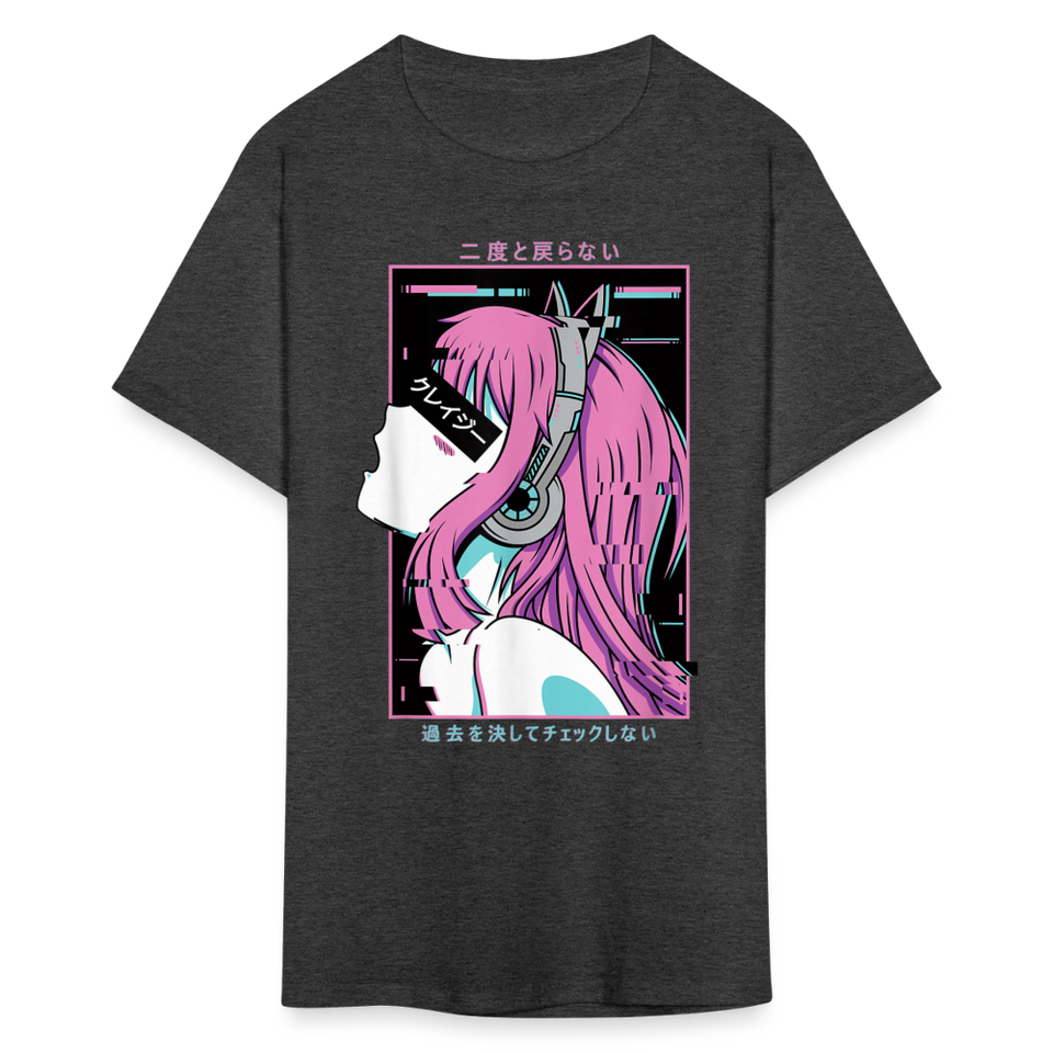 Sexy Ecchi Girl shirt Vaporwave Crazy Waifu Lewd Anime Girl T-Shirt Size S-6XL - heather black