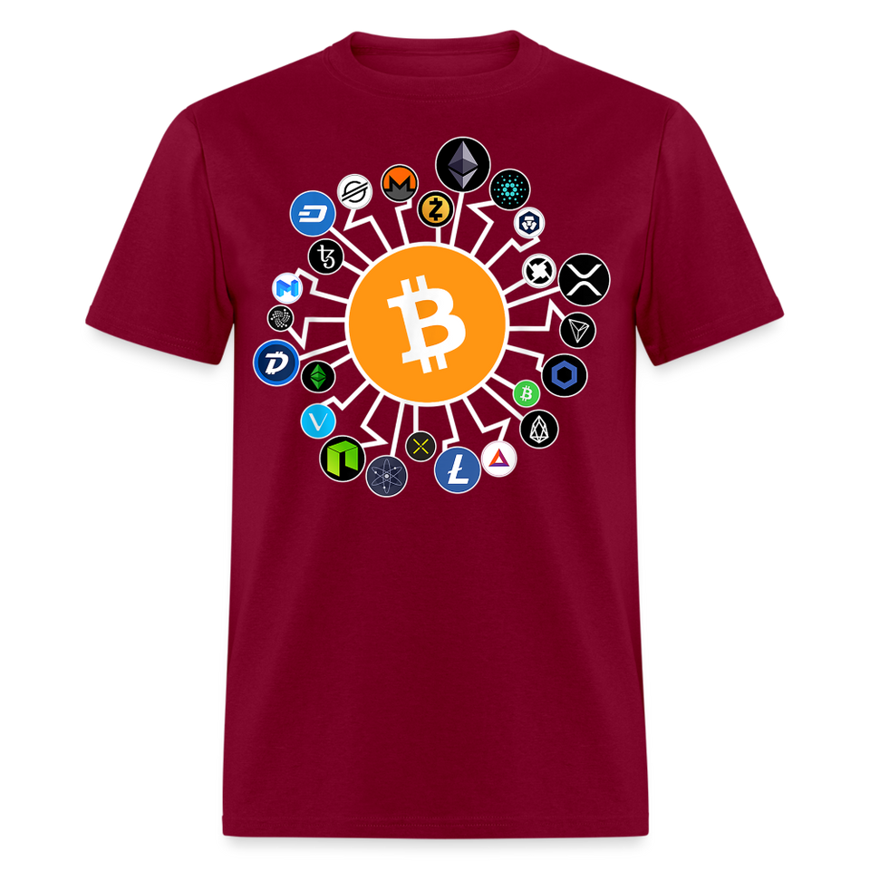 Bitcoin shirt BTC ETH LTC XMR Hodlers Decentralized Crypto Altcoin T-Shirt S-6XL - burgundy