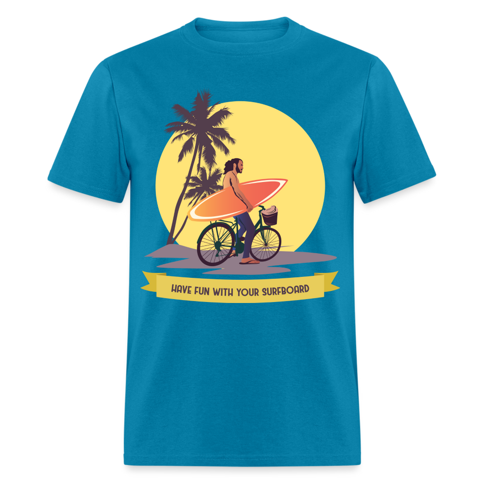 Have Fun with Your Surfboard shirt Surfing Summer Sunset T-Shirt Size S-6XL - turquoise